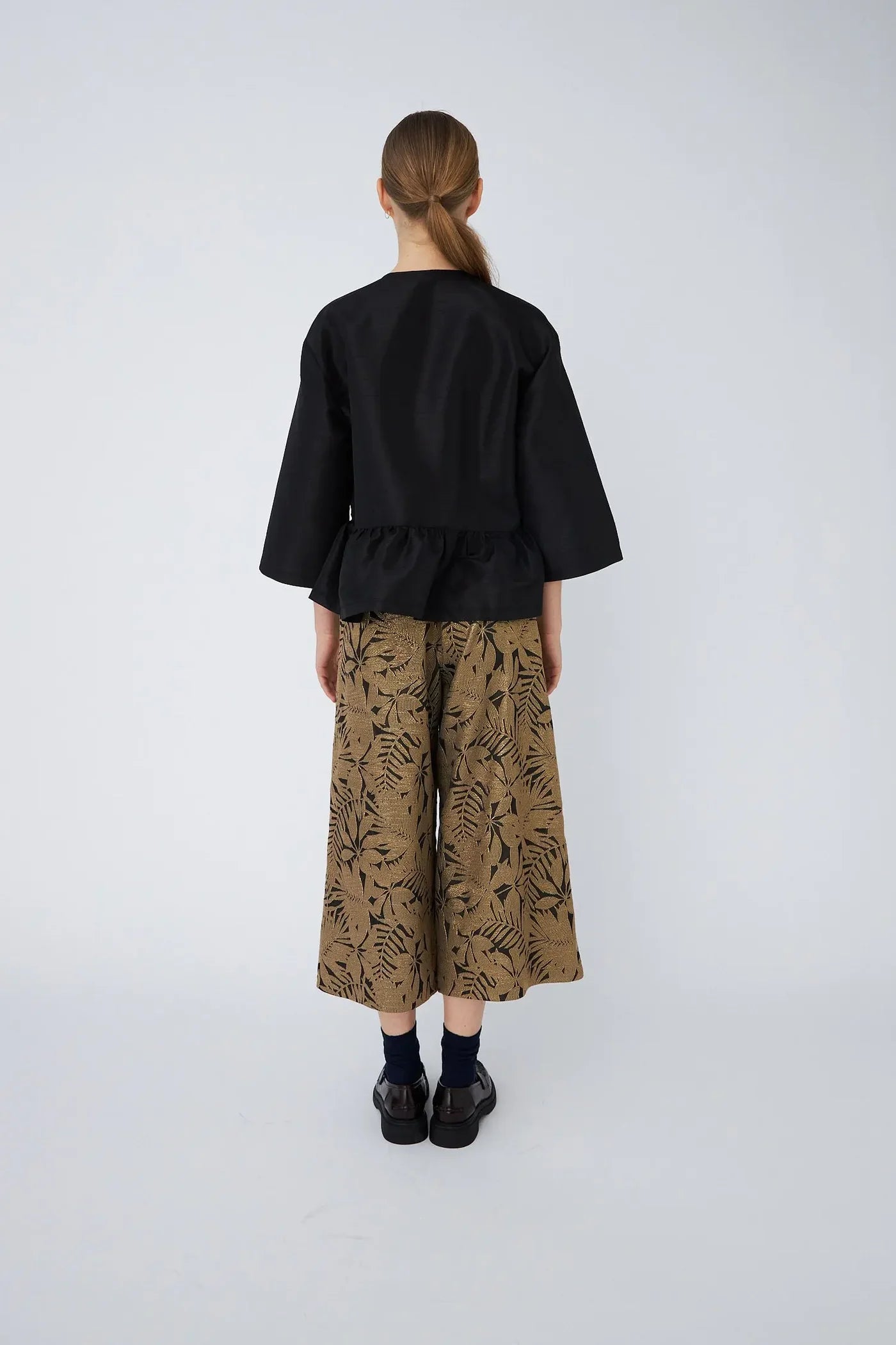 Crispy Peplum Bow Blouse