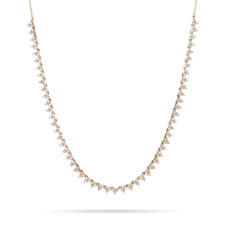 AR112 Diamond Cluster Half Riviera Necklace