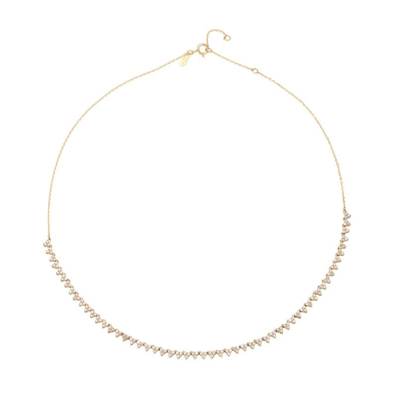AR112 Diamond Cluster Half Riviera Necklace