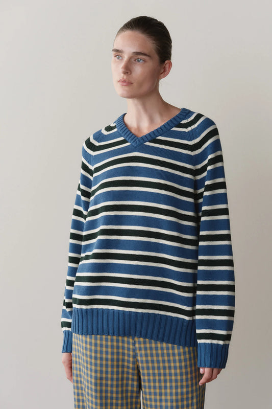 Cotton Knit Stripe V