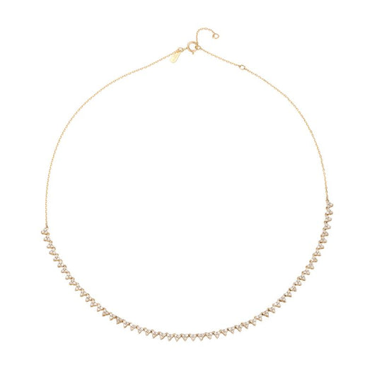AR112 Diamond Cluster Half Riviera Necklace