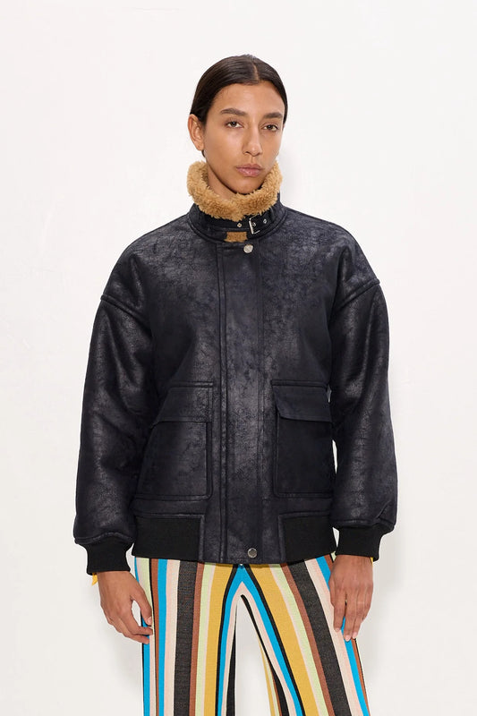 Halle Faux Shearling Bomber Jacket