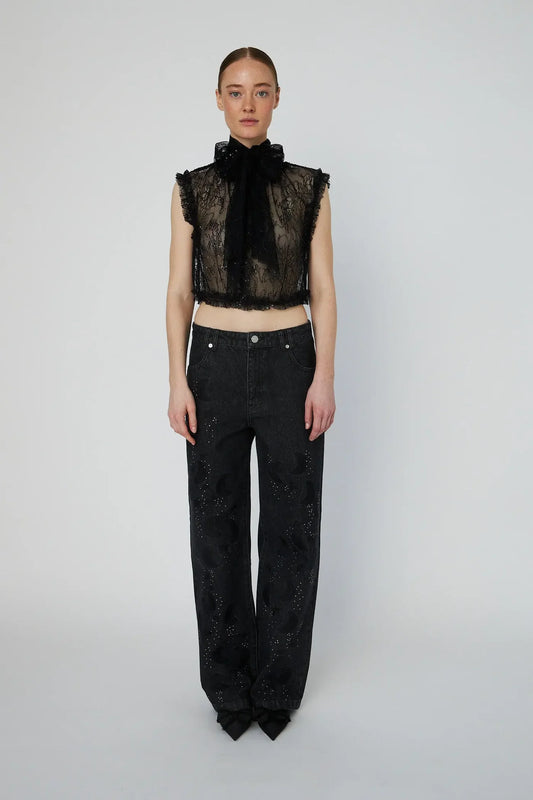Sheer Cropped Lace top