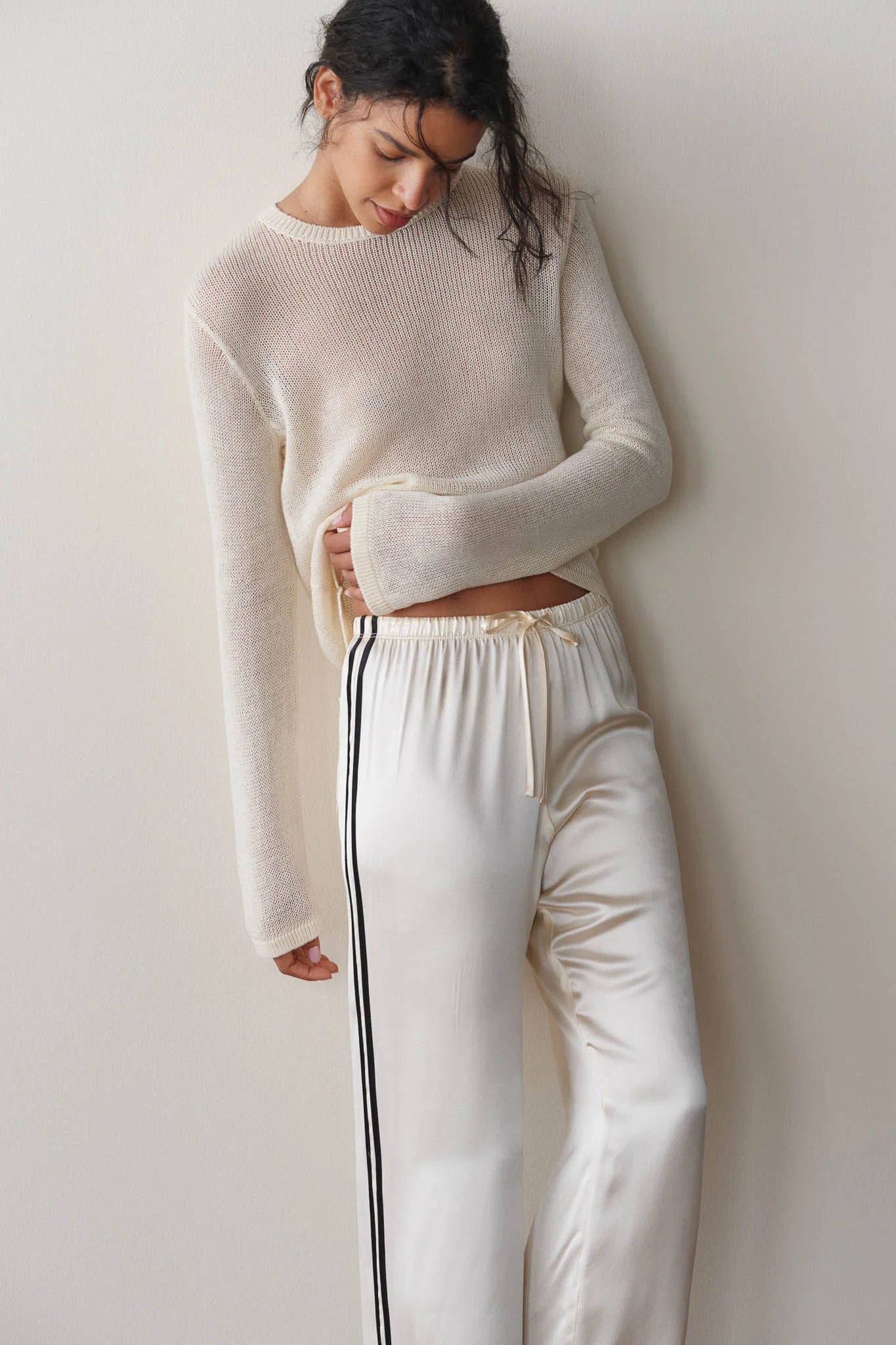 Silk Stripe Crop Pant
